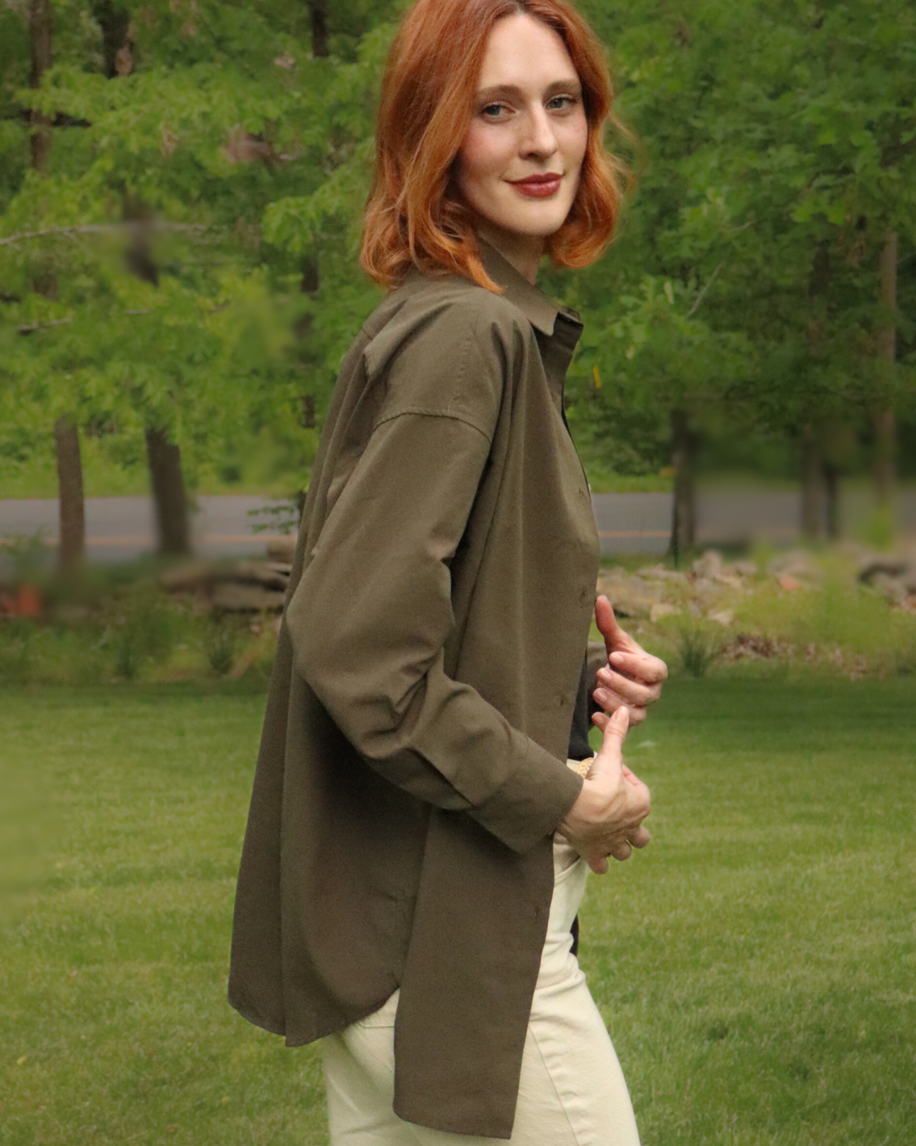The Maro, UPF 50+ Oversized Fit |sun protective shirt in Forest Green