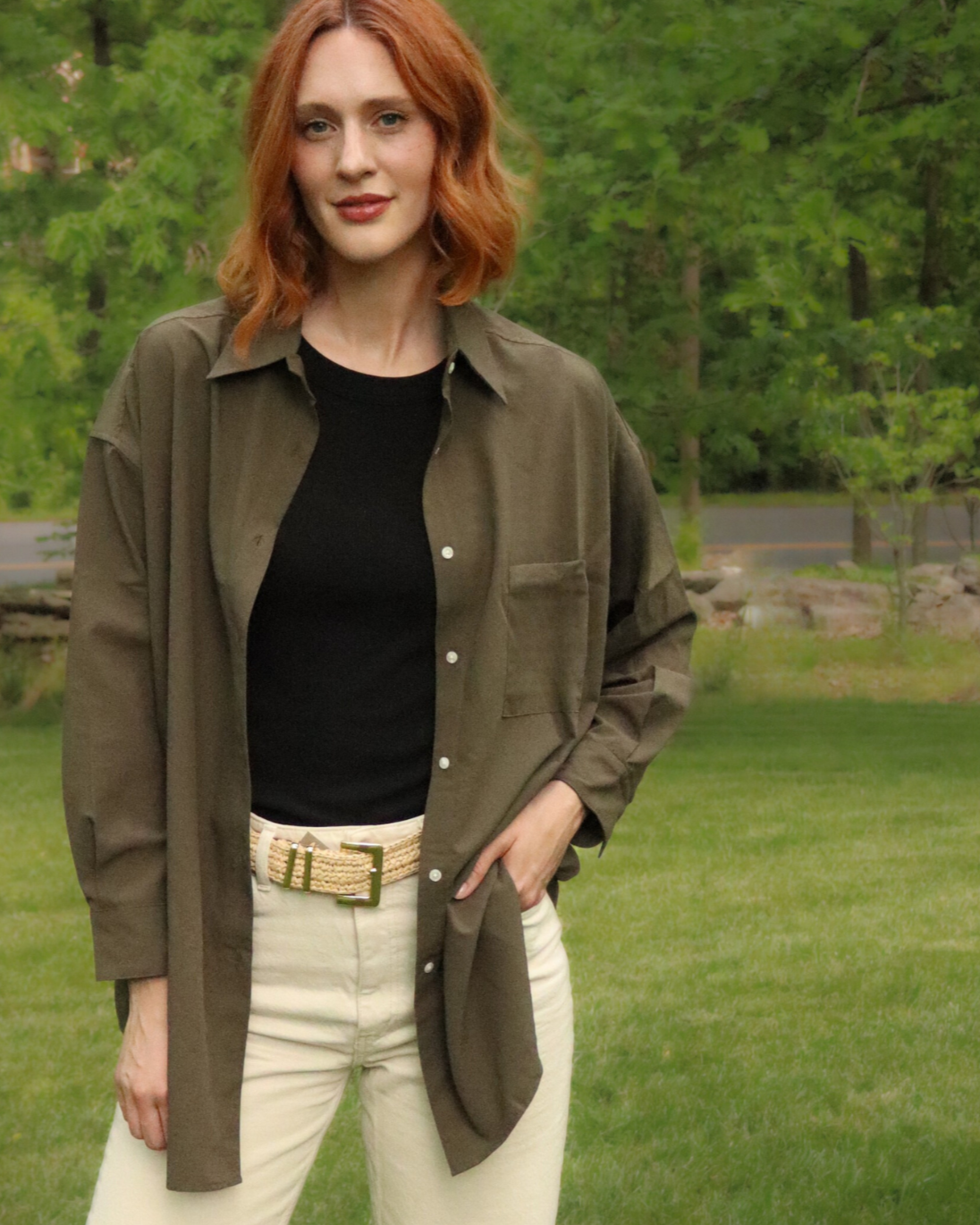 The Maro, UPF 50+ Oversized Fit |sun protective shirt in Forest Green
