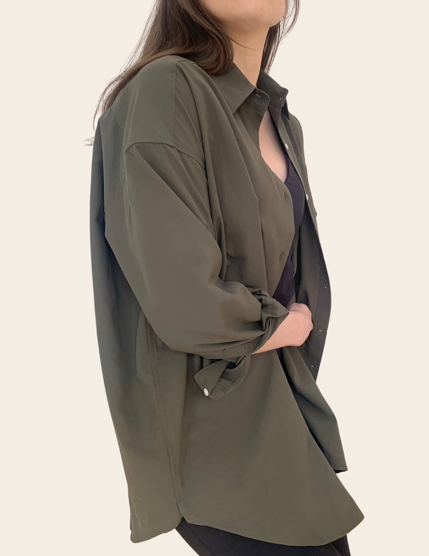 The Maro, UPF 50+ sun protective oversized shirt in Forest Green