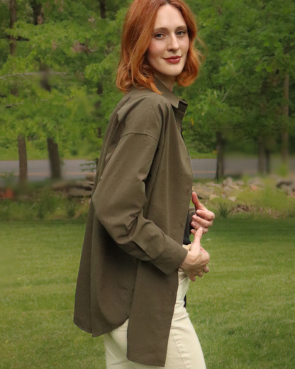 The Maro, UPF 50+ Oversized Fit |sun protective shirt in Forest Green