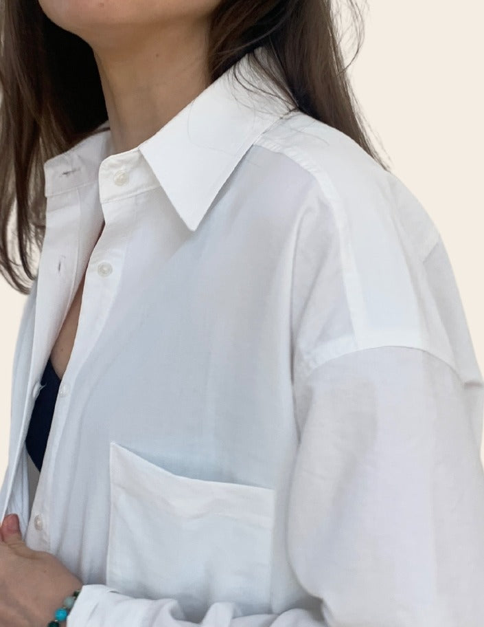 The Maro, UPF 50+ oversized sun protective shirt in White