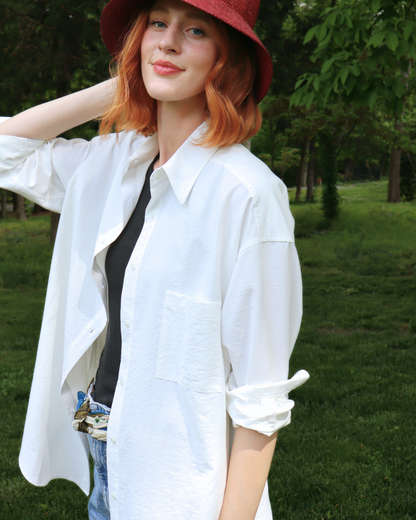 The Maro, UPF 50+ Oversized  Fit | sun protective shirt in Seashell White