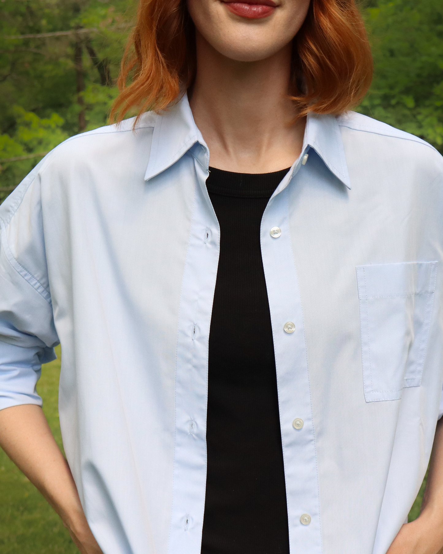 The Sail, Blue Oxford UPF Shirt | Oversized, Long Length | sun protective button down
