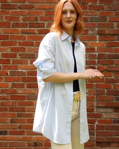 The Sail, Blue Oxford UPF Shirt | Oversized, Long Length | sun protective button down