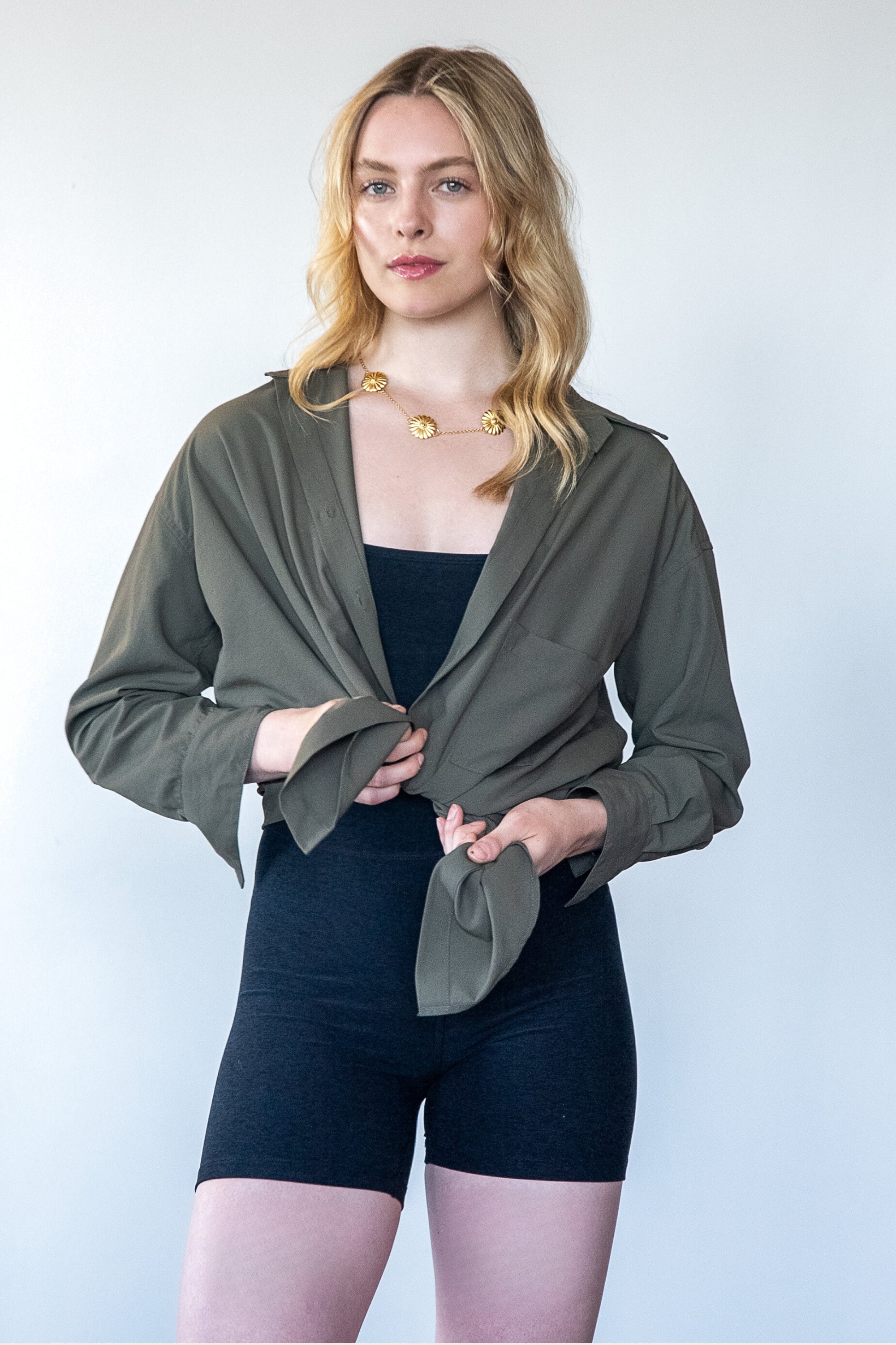 The Maro, UPF 50+ sun protective oversized shirt in Forest Green