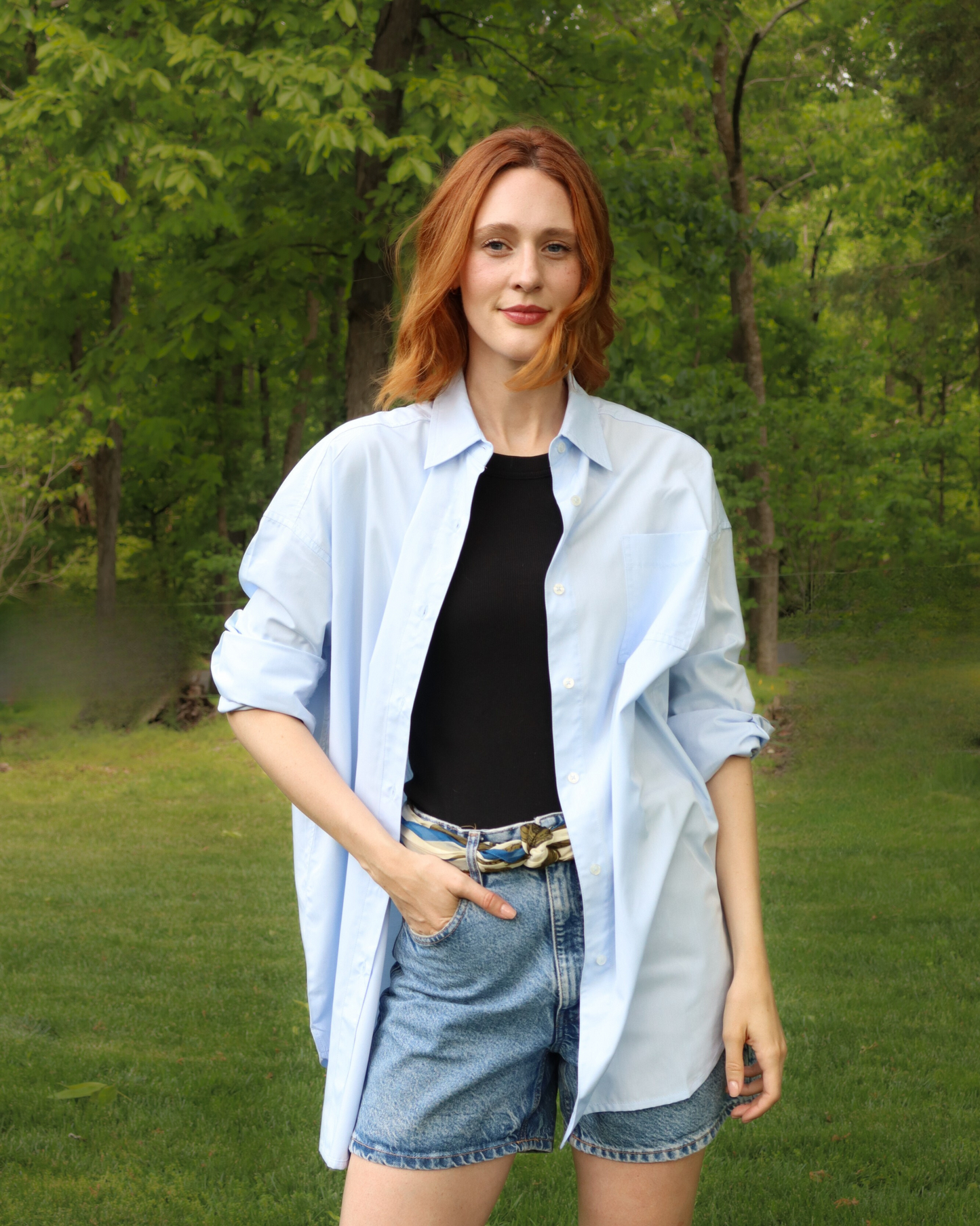 The Sail, Blue Oxford UPF Shirt | Oversized, Long Length | sun protective button down