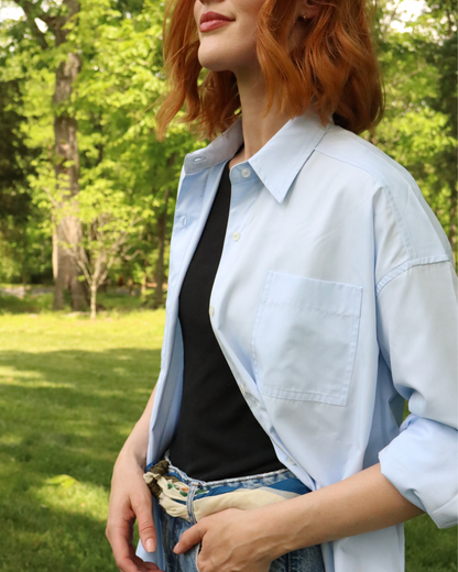 The Sail, Blue Oxford UPF Shirt | Oversized, Long Length | sun protective button down