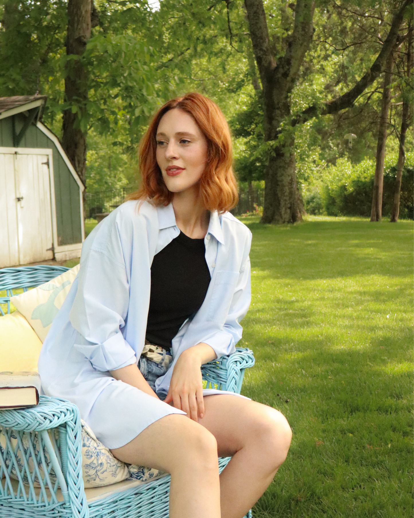 The Sail, Blue Oxford UPF Shirt | Oversized, Long Length | sun protective button down