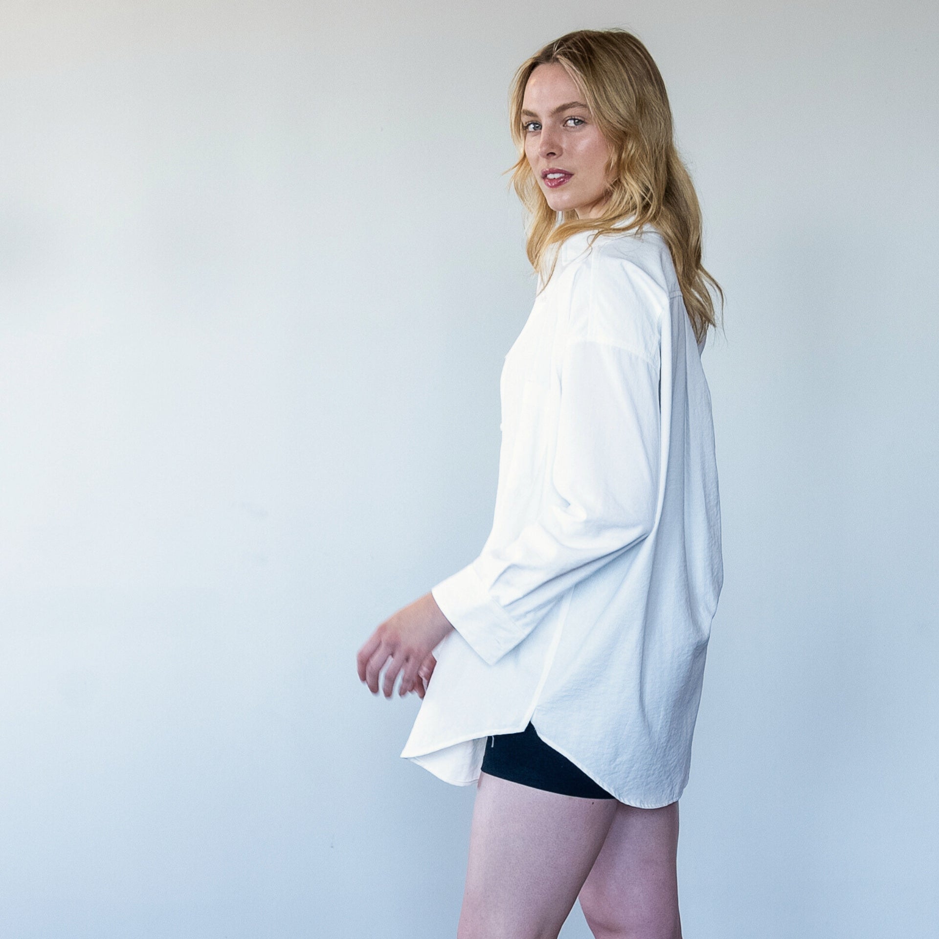 The Maro, UPF 50+ oversized sun protective shirt in Seashell White