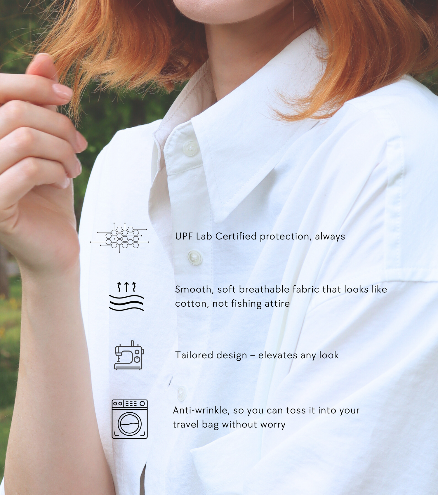 Stylish UPF 50 sun protection clothing