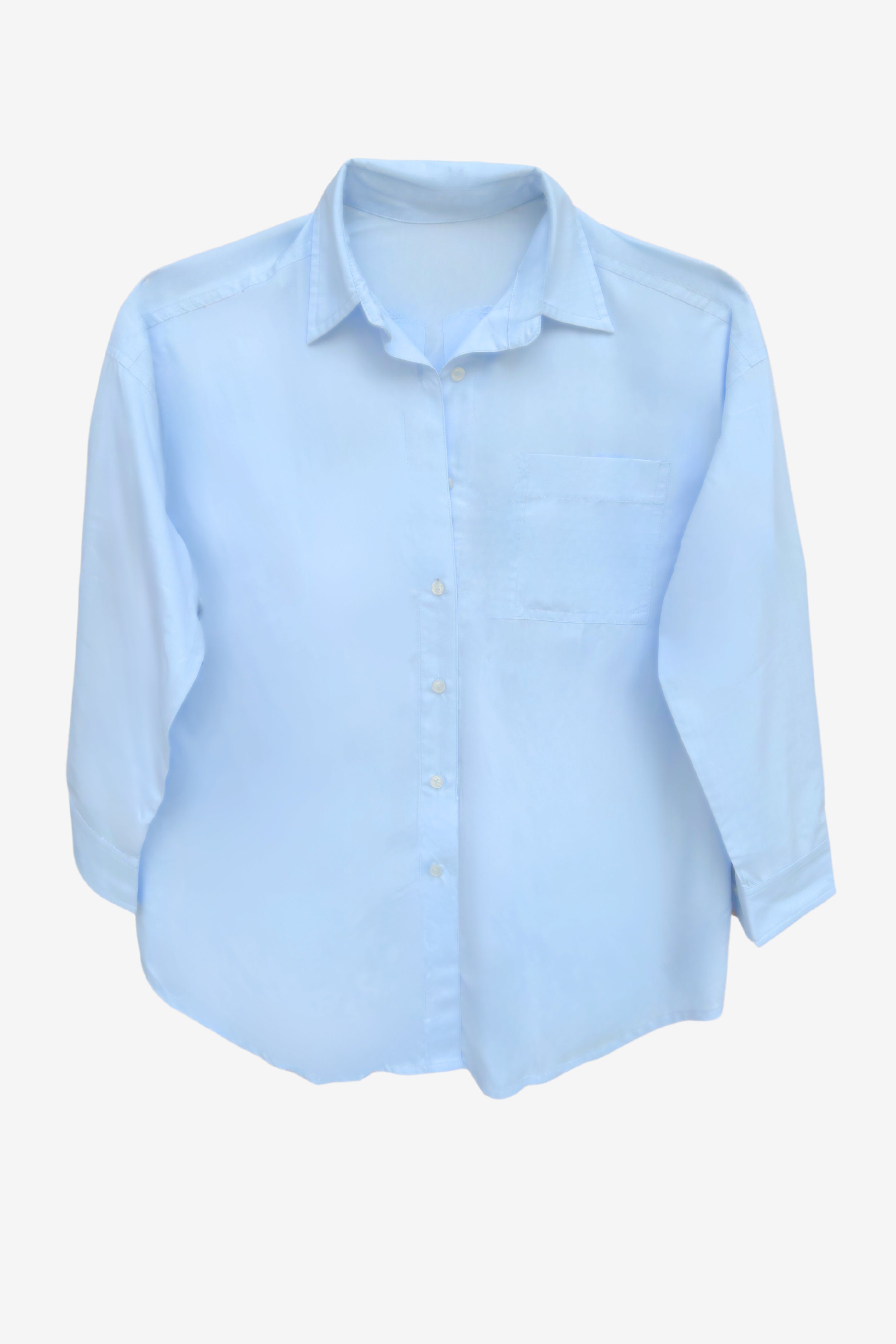 The Maro, UPF oversized sun protective button down shirt in Oxford Blue