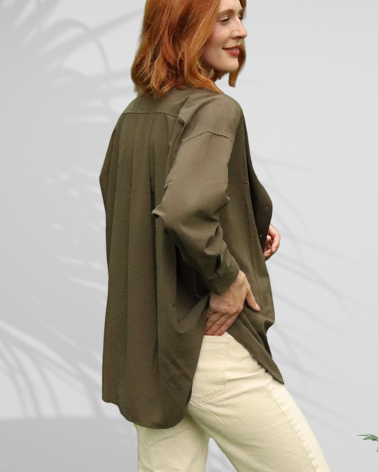 The Maro, UPF 50+ Oversized Fit |sun protective shirt in Forest Green